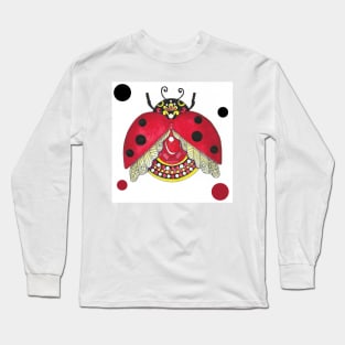 Lucky Ladybug Gemstone Watercolor art Long Sleeve T-Shirt